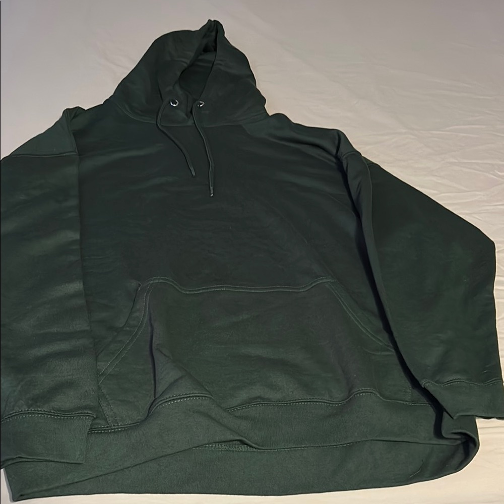 Forest Green Pullover Hoodie with Quarter-Zip